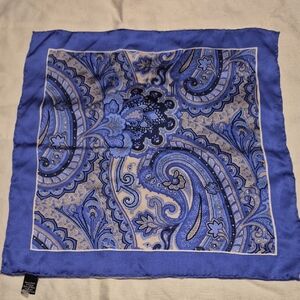 Blue Paisley Silk Pocket Square